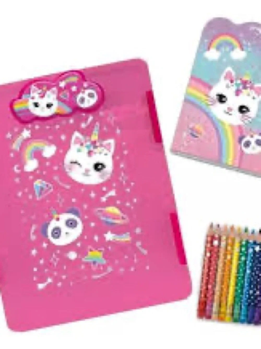 Pink Unicorn Cat Clipboard and Storage Case - Kids Journal Set